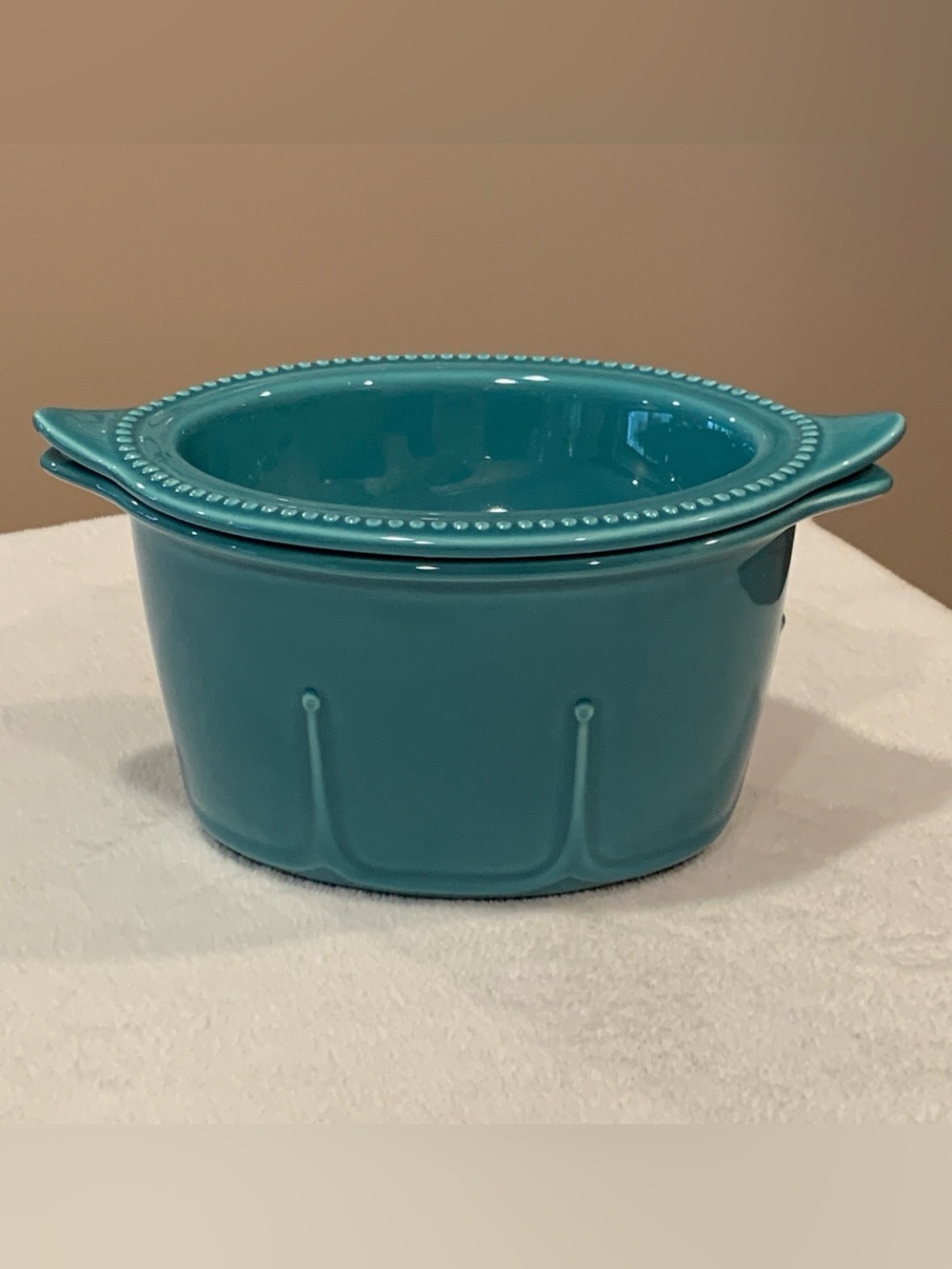 Princess House Pavillion Turquoise Teal Blue Green Casserole Serving Bowl # 1446